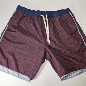 Men's Fair Harbor The Anchor Short Lined 8" Size XXL 2XL Nautical Red Wavy Geo